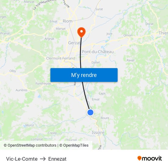 Vic-Le-Comte to Ennezat map