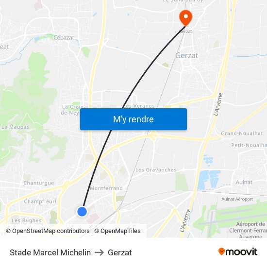 Stade Marcel Michelin to Gerzat map