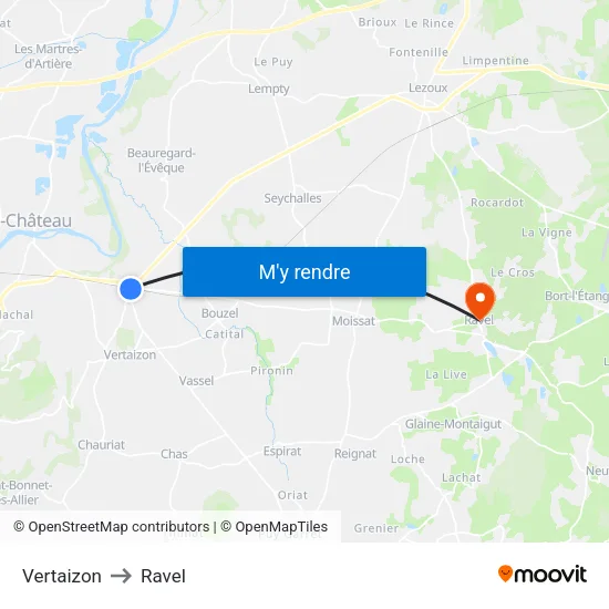 Vertaizon to Ravel map