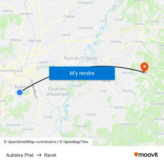 Aubière Prat to Ravel map