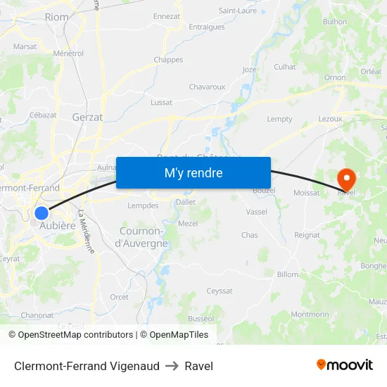 Clermont-Ferrand Léon Blum to Ravel map