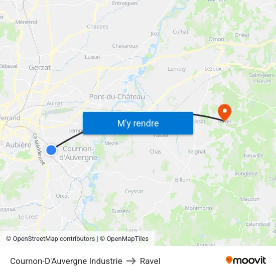 Cournon-D'Auvergne Industrie to Ravel map