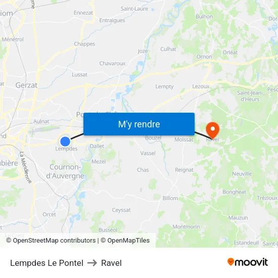 Lempdes Le Pontel to Ravel map
