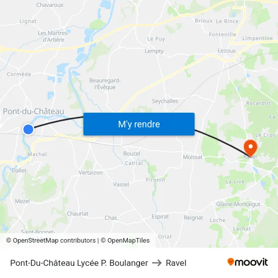 Pont-Du-Château Lycée P. Boulanger to Ravel map