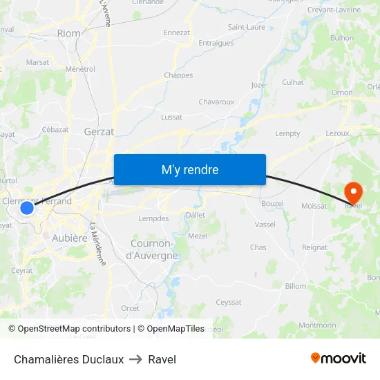 Chamalières Duclaux to Ravel map