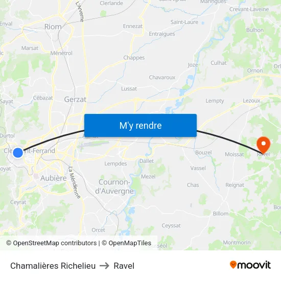Chamalières Richelieu to Ravel map