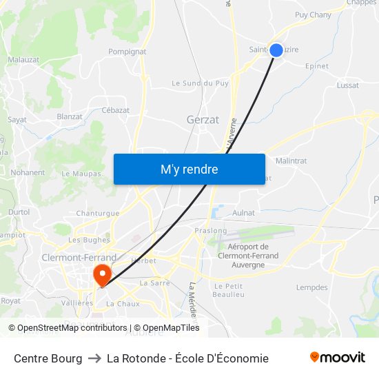 Centre Bourg to La Rotonde - École D'Économie map