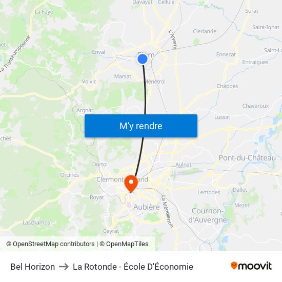 Bel Horizon to La Rotonde - École D'Économie map