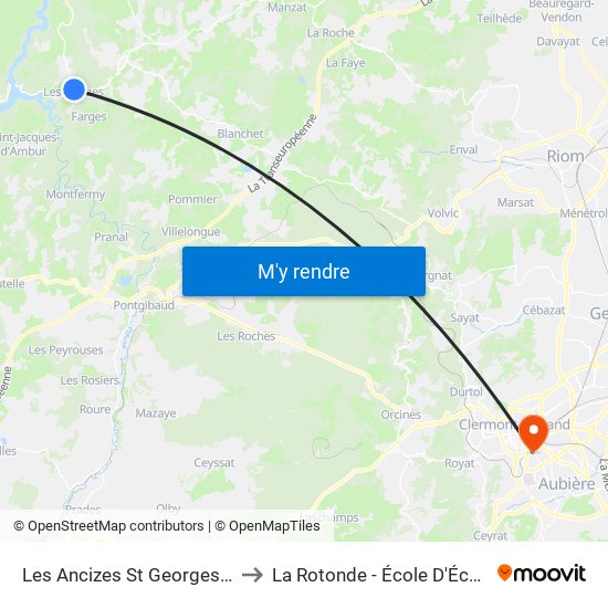 Les Ancizes St Georges Bourg to La Rotonde - École D'Économie map