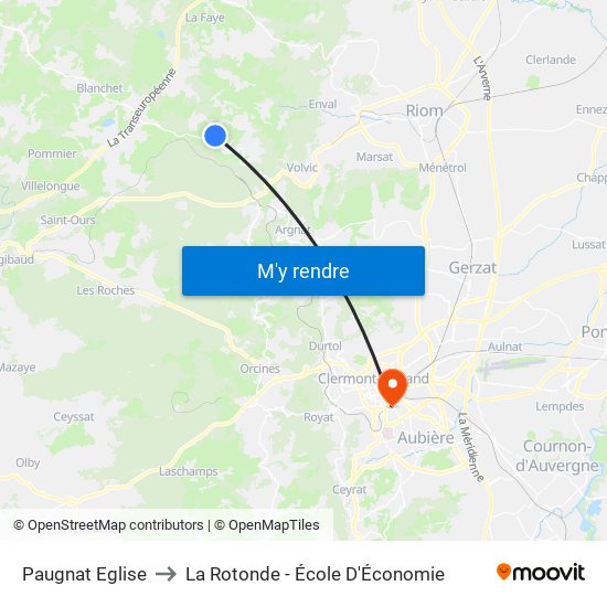 Paugnat Eglise to La Rotonde - École D'Économie map