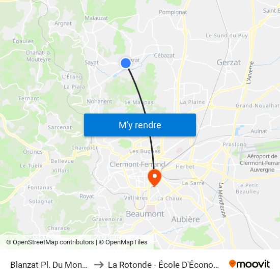 Blanzat Pl. Du Montel to La Rotonde - École D'Économie map