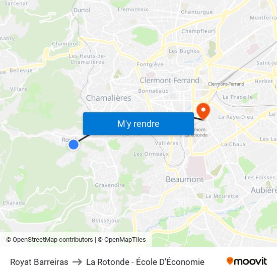 Royat Barreiras to La Rotonde - École D'Économie map