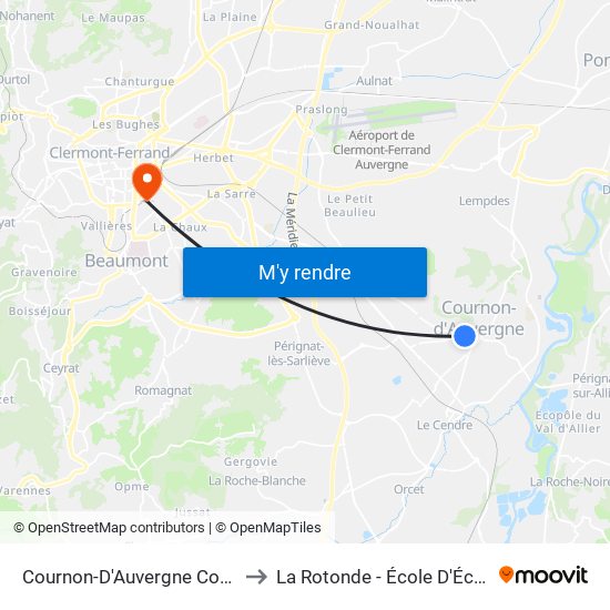 Cournon-D'Auvergne Condorcet to La Rotonde - École D'Économie map