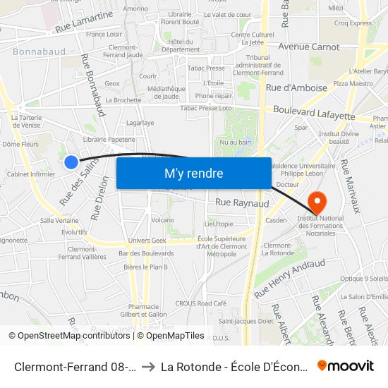 Clermont-Ferrand 08-Mai to La Rotonde - École D'Économie map