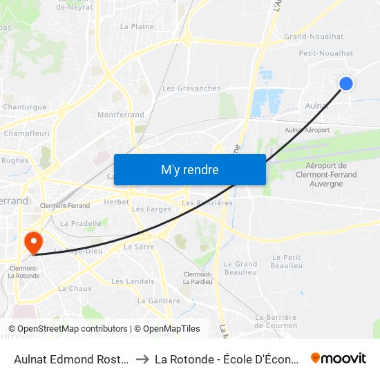 Aulnat Edmond Rostand to La Rotonde - École D'Économie map