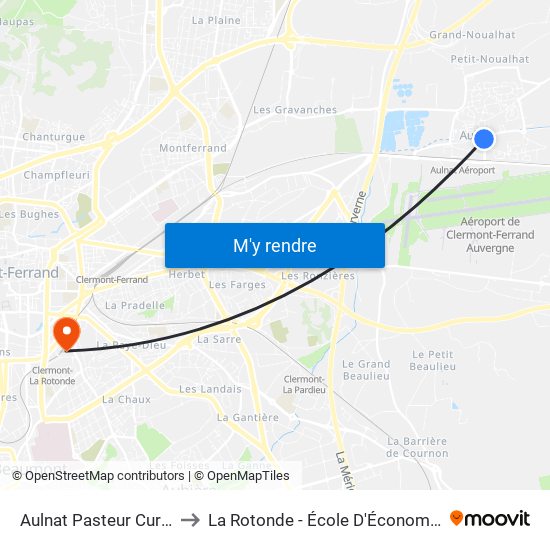 Aulnat Pasteur Curie to La Rotonde - École D'Économie map