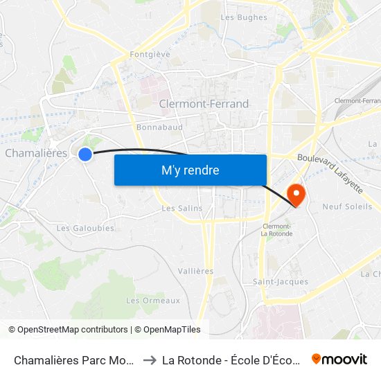 Chamalières Parc Montjoly to La Rotonde - École D'Économie map