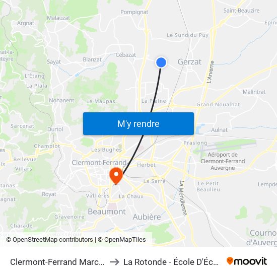 Clermont-Ferrand Marcel Paul to La Rotonde - École D'Économie map