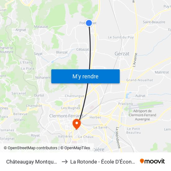 Châteaugay Montquerier to La Rotonde - École D'Économie map