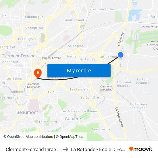 Clermont-Ferrand Inrae Crouel to La Rotonde - École D'Économie map