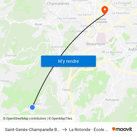 Saint-Genès-Champanelle Berzet Chapelle to La Rotonde - École D'Économie map