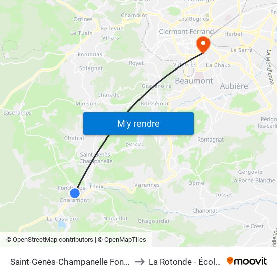 Saint-Genès-Champanelle Fontfreyde Sous Le Bois to La Rotonde - École D'Économie map