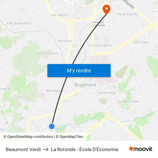 Beaumont Verdi to La Rotonde - École D'Économie map