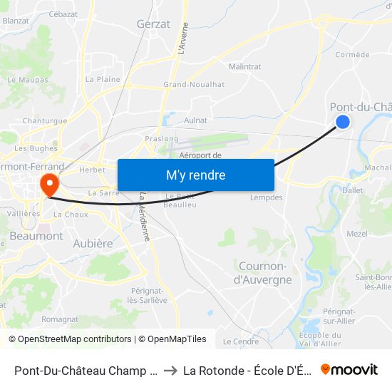 Pont-Du-Château Champ Des Poix to La Rotonde - École D'Économie map