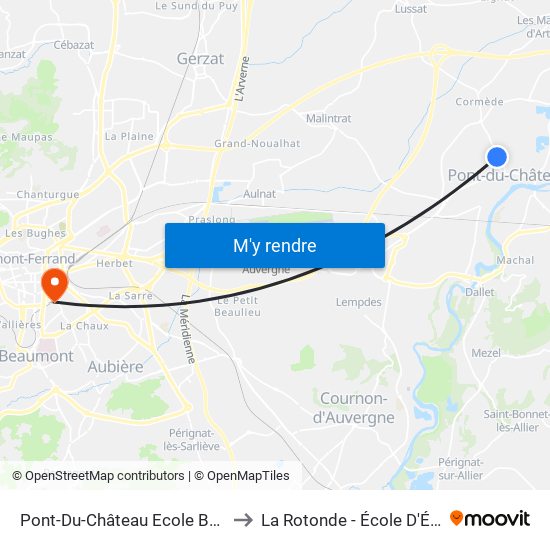 Pont-Du-Château Ecole Brossolette to La Rotonde - École D'Économie map