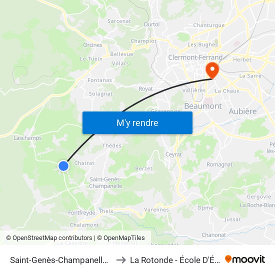 Saint-Genès-Champanelle Pré Neuf to La Rotonde - École D'Économie map