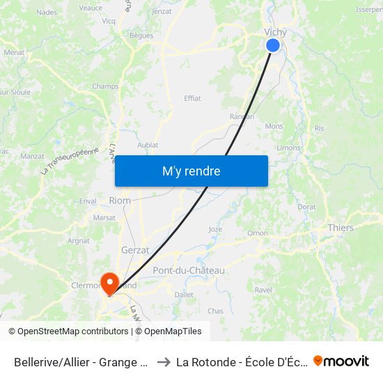 Bellerive/Allier - Grange Au Grain to La Rotonde - École D'Économie map