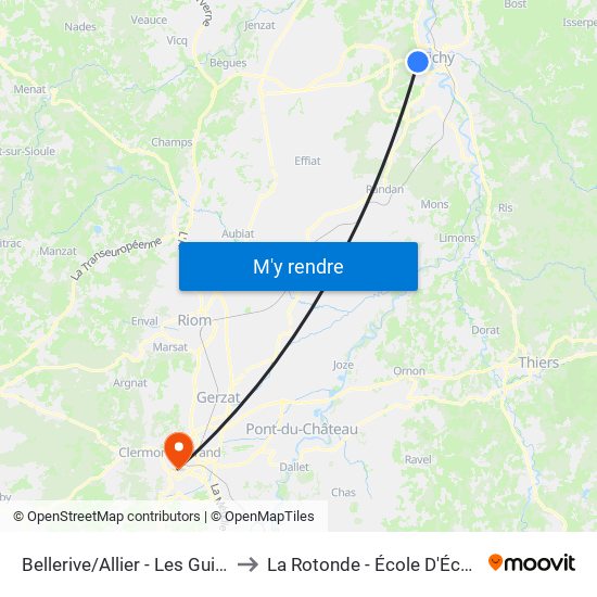 Bellerive/Allier - Les Guinames to La Rotonde - École D'Économie map