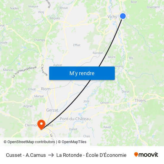 Cusset - A.Camus to La Rotonde - École D'Économie map