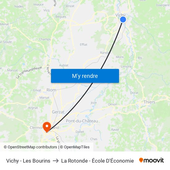 Vichy - Les Bourins to La Rotonde - École D'Économie map