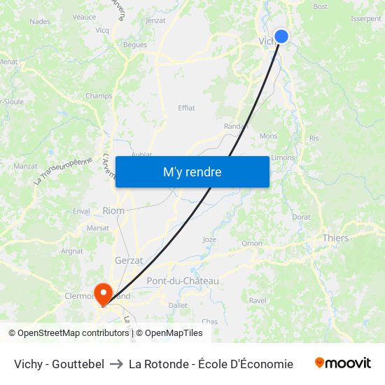 Vichy - Gouttebel to La Rotonde - École D'Économie map