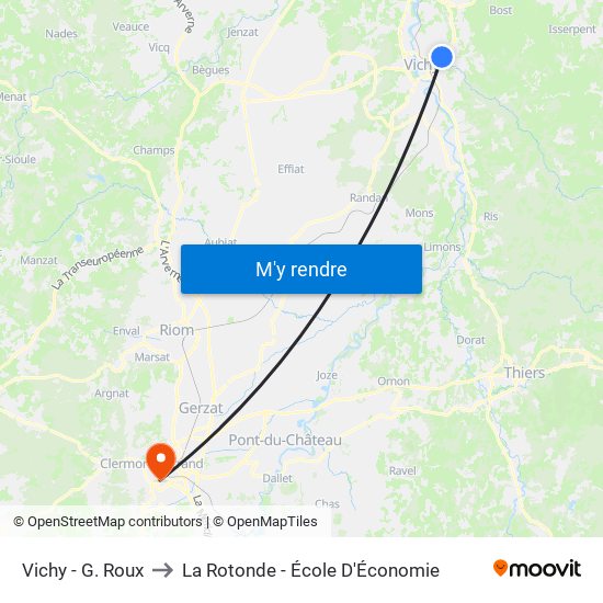 Vichy - G. Roux to La Rotonde - École D'Économie map