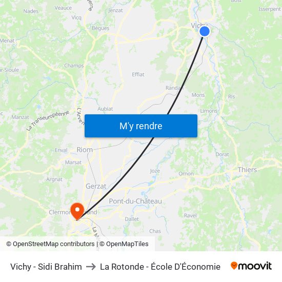 Vichy - Sidi Brahim to La Rotonde - École D'Économie map