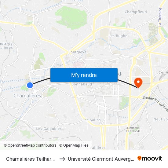 Chamalières Teilhard De Chardin to Université Clermont Auvergne - Site Carnot map