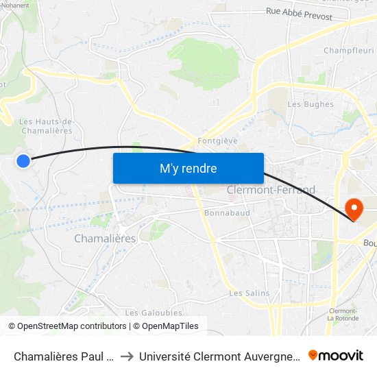 Chamalières Paul Cézanne to Université Clermont Auvergne - Site Carnot map