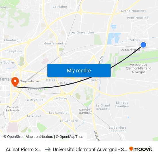 Aulnat Pierre Semard to Université Clermont Auvergne - Site Carnot map