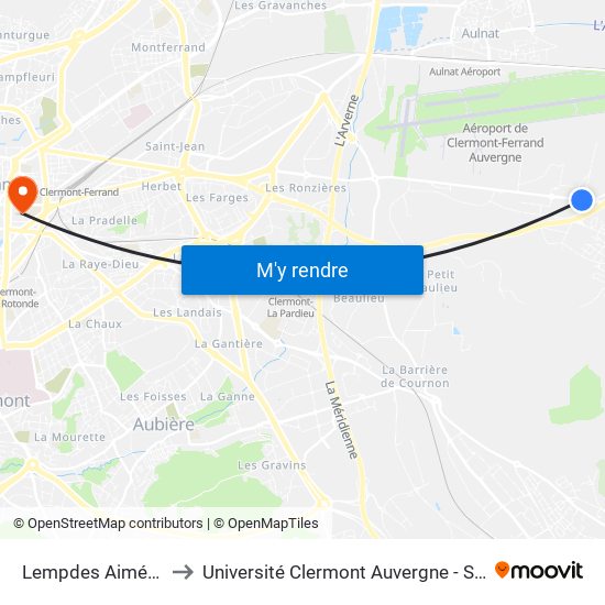 Lempdes Aimé Rudel to Université Clermont Auvergne - Site Carnot map