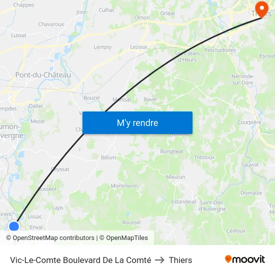 Vic-Le-Comte Boulevard De La Comté to Thiers map