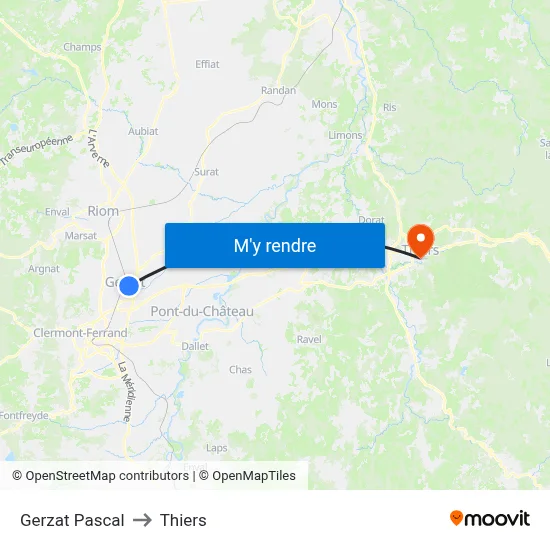 Gerzat Pascal to Thiers map