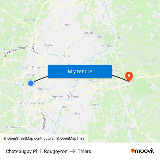 Châteaugay Pl. F. Rougeyron to Thiers map