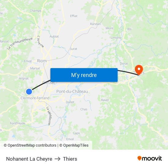 Nohanent La Cheyre to Thiers map