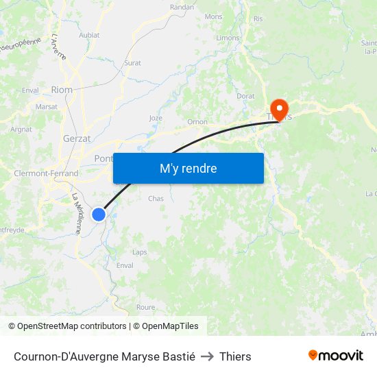 Cournon-D'Auvergne Maryse Bastié to Thiers map