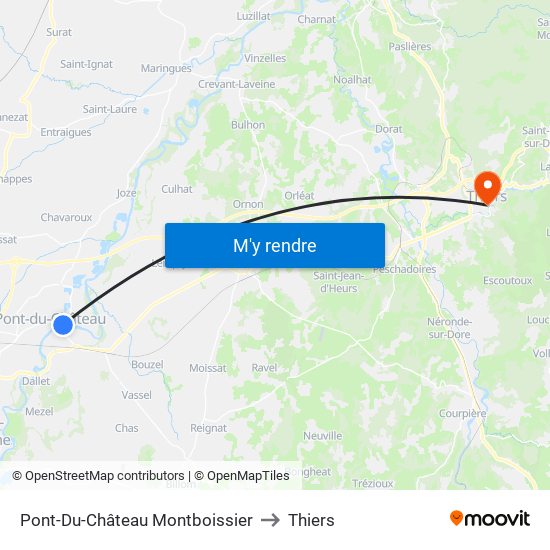 Pont-Du-Château Montboissier to Thiers map