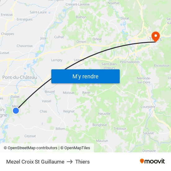 Mezel Croix St Guillaume to Thiers map