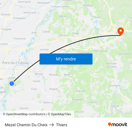 Mezel Chemin Du Cheix to Thiers map
