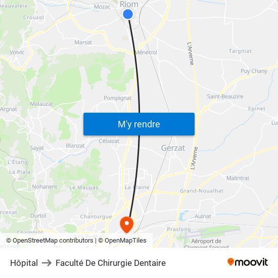 Hôpital to Faculté De Chirurgie Dentaire map